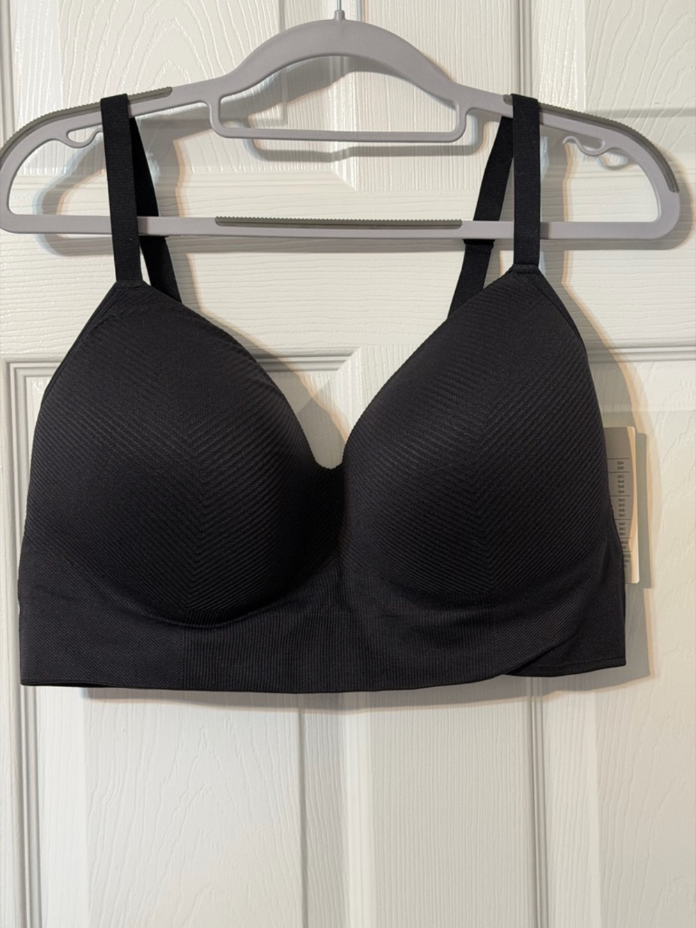 All in Motion Black Ribbed Longline Sports Bra Size L Racerback Adjustable